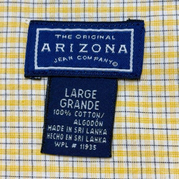 Arizona Jean Co. Mens Size L Yellow Checkered Button-Down Shirt Long Sleeve - Picture 1 of 7